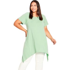 City Chic Women’s Tunic-Hanky Hem Plain(Sage)