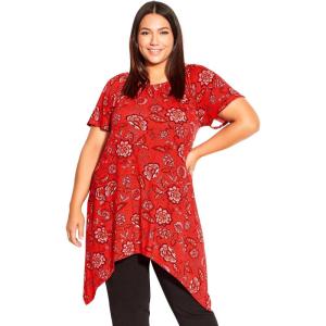 City Chic Women’s Tunic-Hanky Hem Print(Jacobeva Magenta)