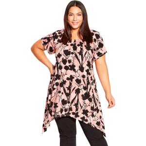 City Chic Women’s Tunic-Hanky Hem Print(Stem Vase)