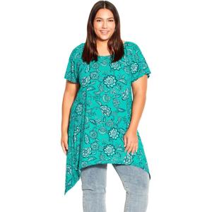 City Chic Women’s Tunic-Hanky Hem Print(Teal Jacobeva)