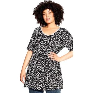 City Chic Women’s Tunic-Swing Panel Print(Batik Mono)