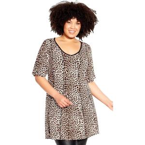 City Chic Women’s Tunic-Swing Panel Print(Tabby)