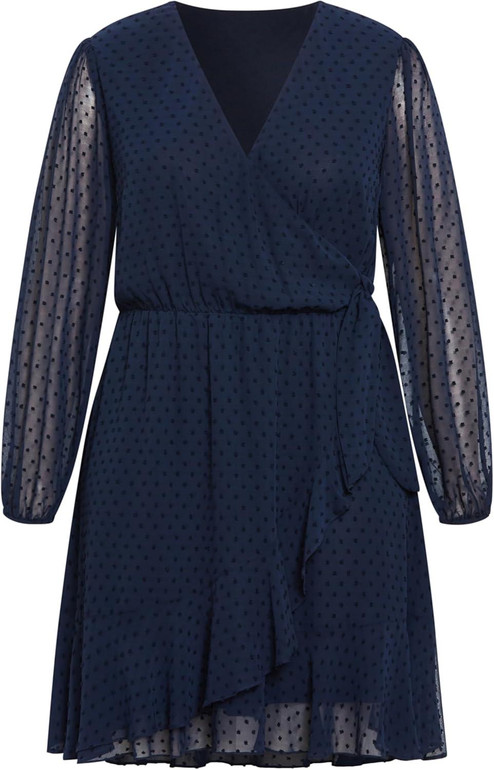image:imageCity Chic Womens Dobby Ruffles DressTrue Navy