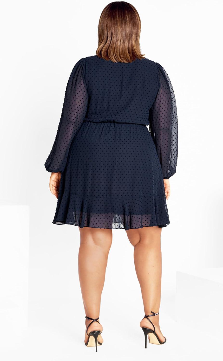image:imageCity Chic Womens Dobby Ruffles DressTrue Navy
