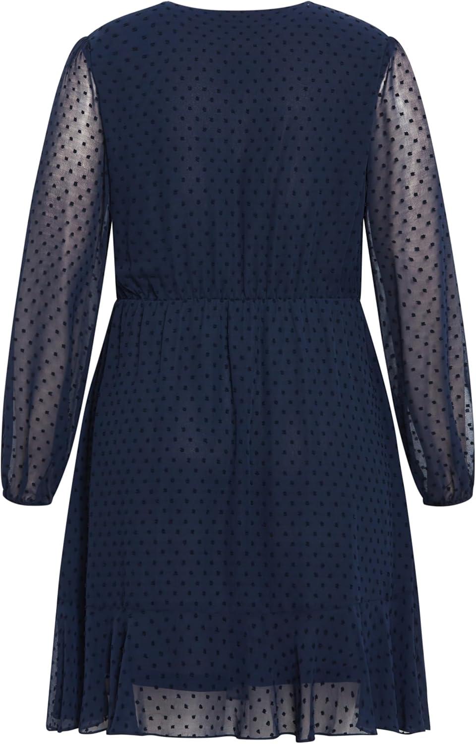 image:imageCity Chic Womens Dobby Ruffles DressTrue Navy