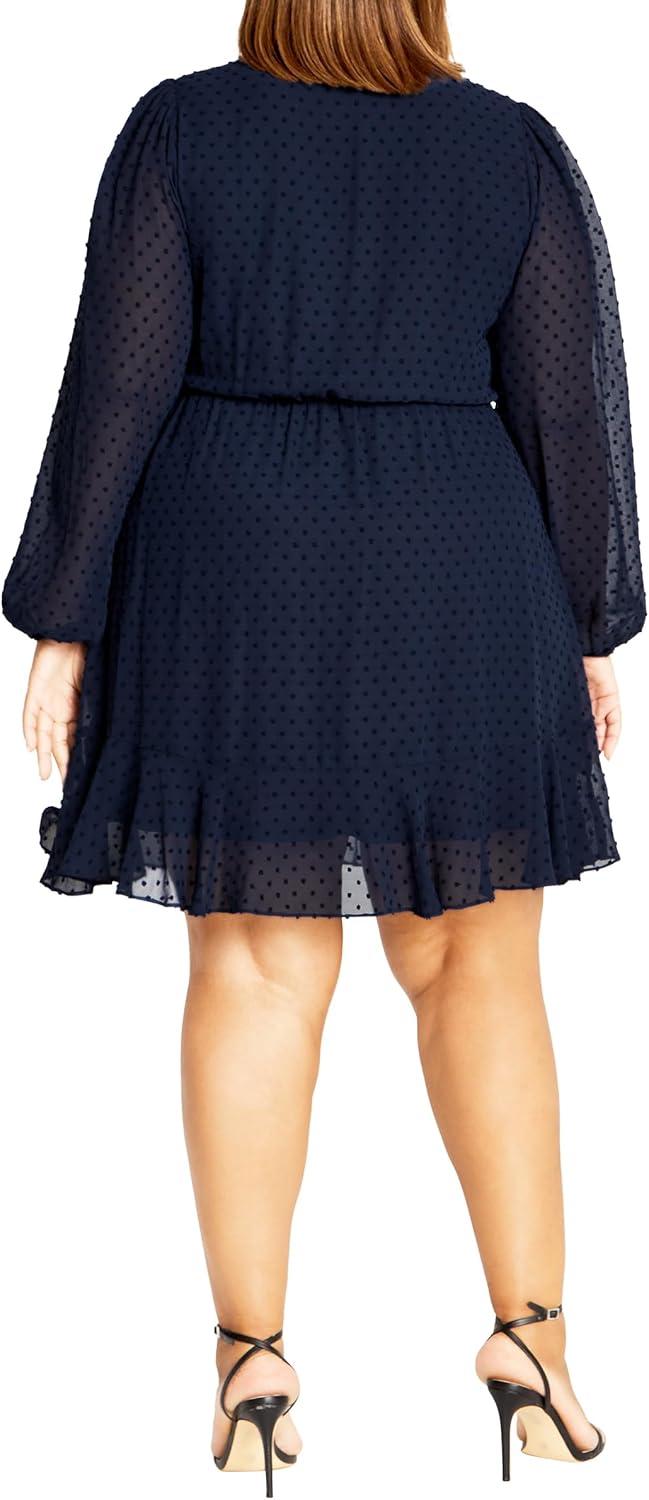 image:imageCity Chic Womens Dobby Ruffles DressTrue Navy