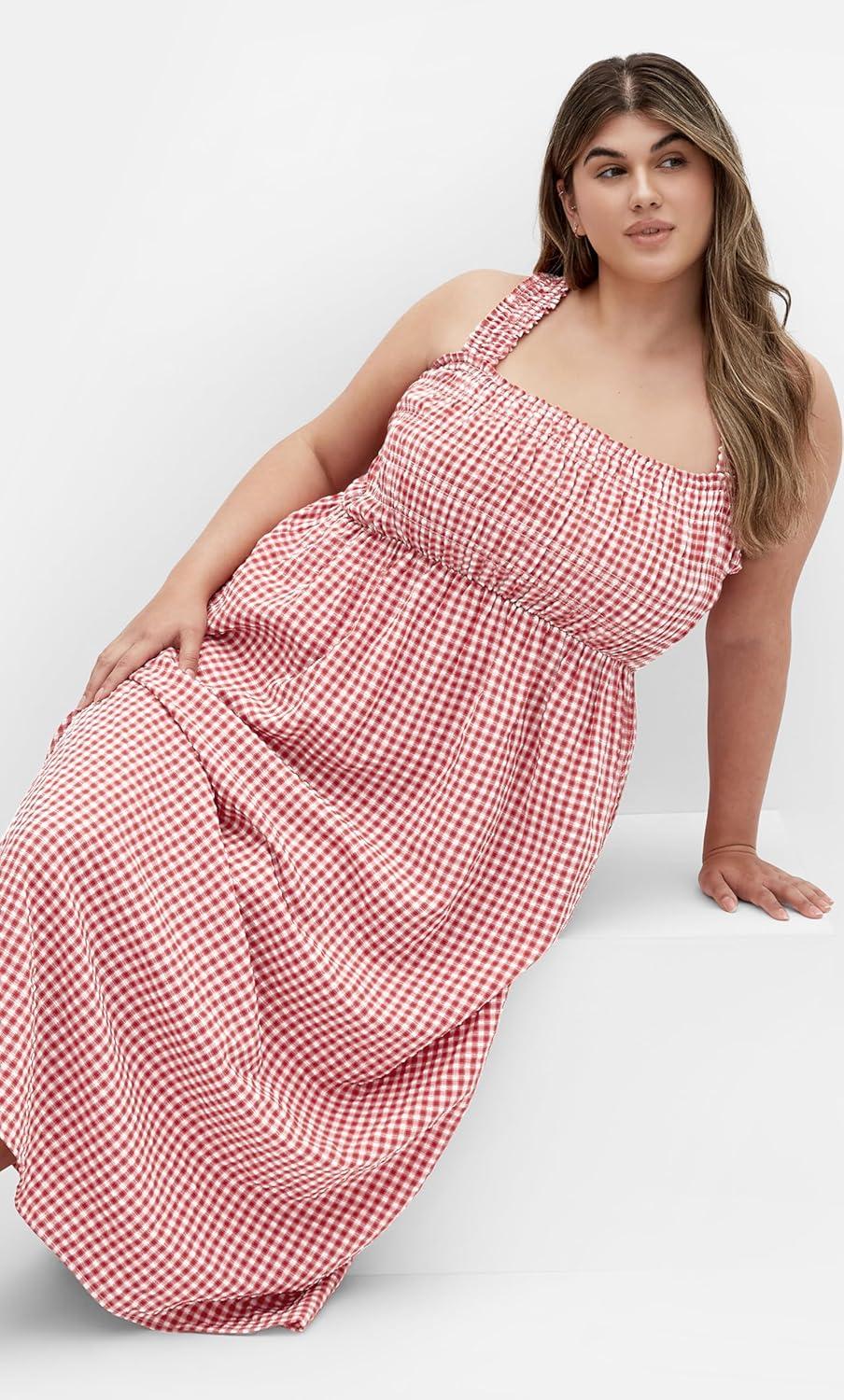 image:imageCity Chic Womens Dress Cute Gingham MaxiRed Gingham