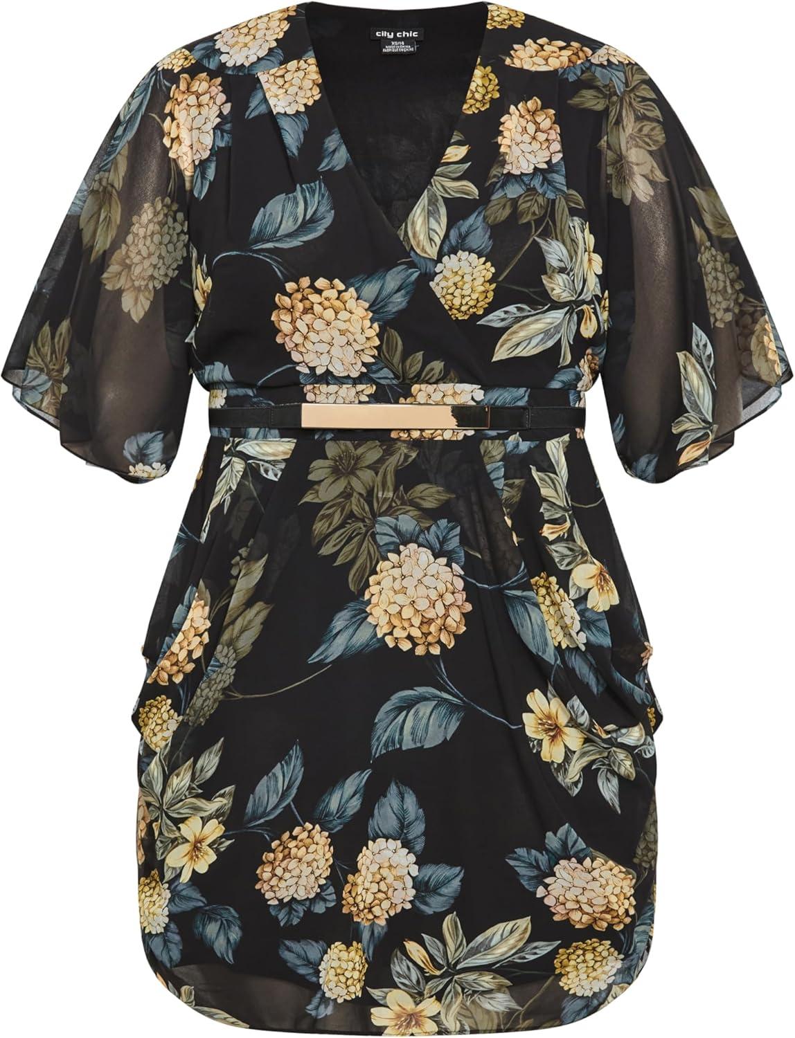image:imageCity Chic Womens Dress Wrap Golden FlGolden Hydrangea