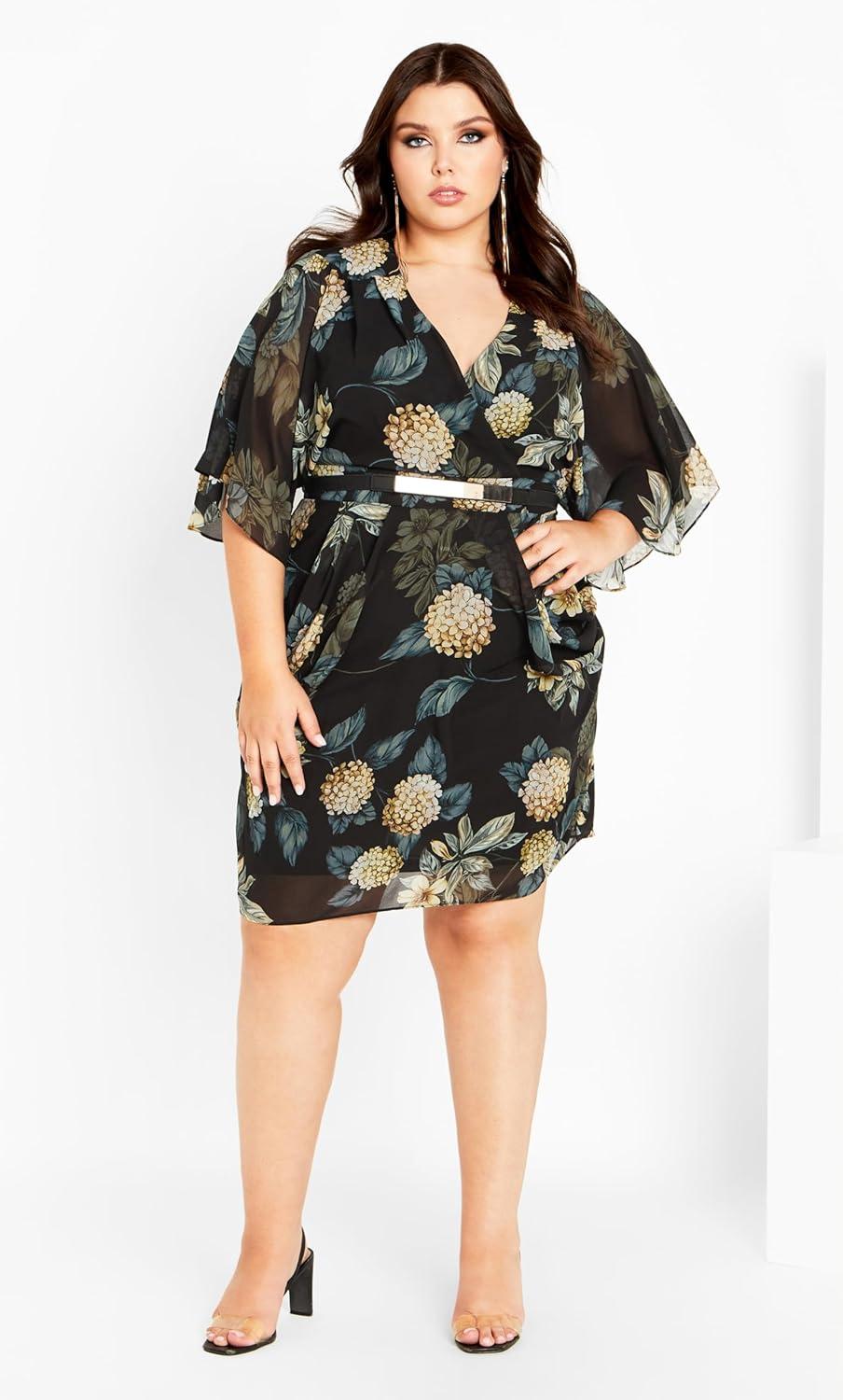 image:imageCity Chic Womens Dress Wrap Golden FlGolden Hydrangea