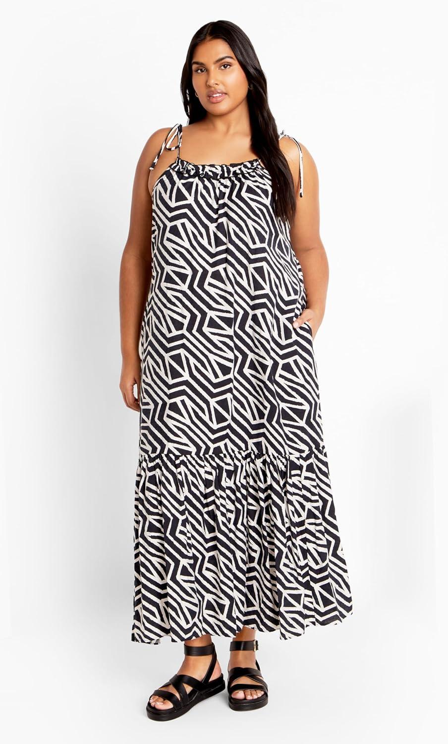 image:imageCity Chic Womens DressErica Print MaxiMono Swirl