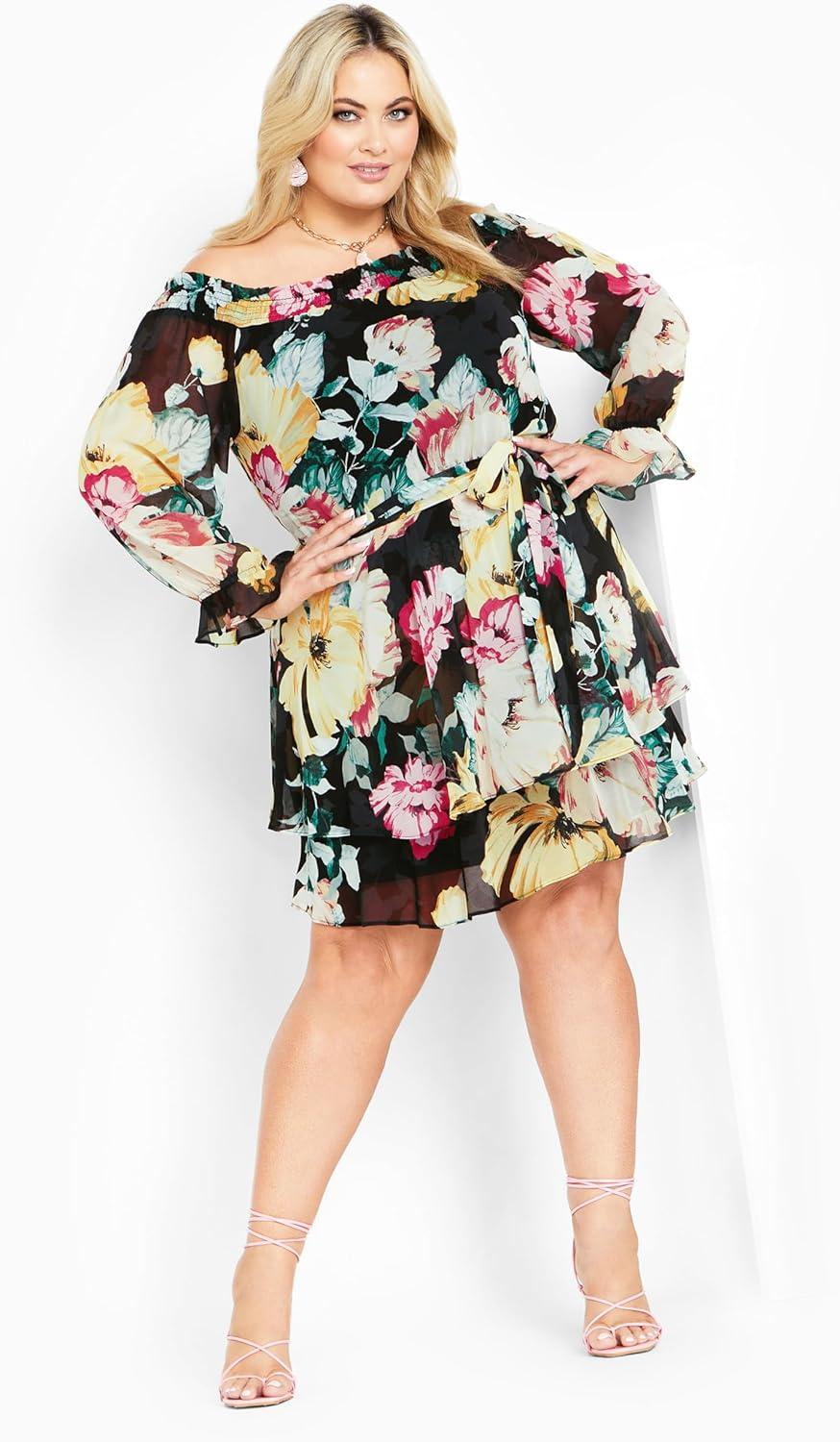 image:imageCity Chic Womens Plus Size Athena DressBlk Melanie Bloom