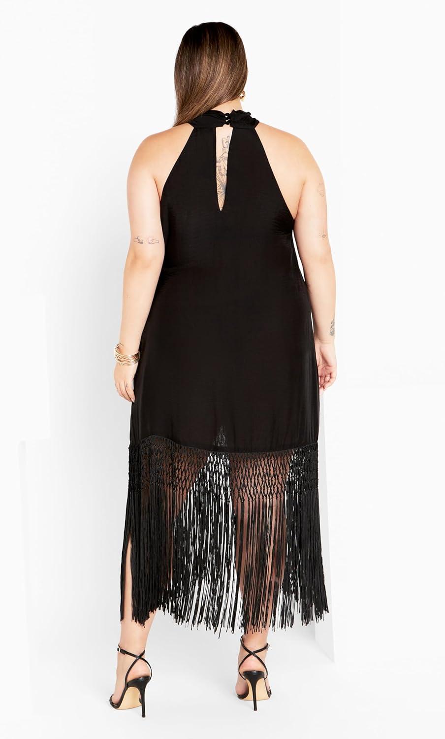 image:imageCity Chic Womens Plus Size Calypso Fringe DressBlack