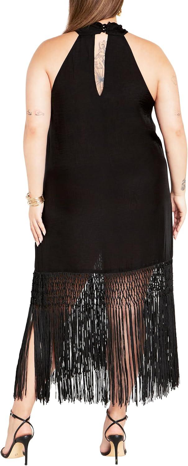 image:imageCity Chic Womens Plus Size Calypso Fringe DressBlack