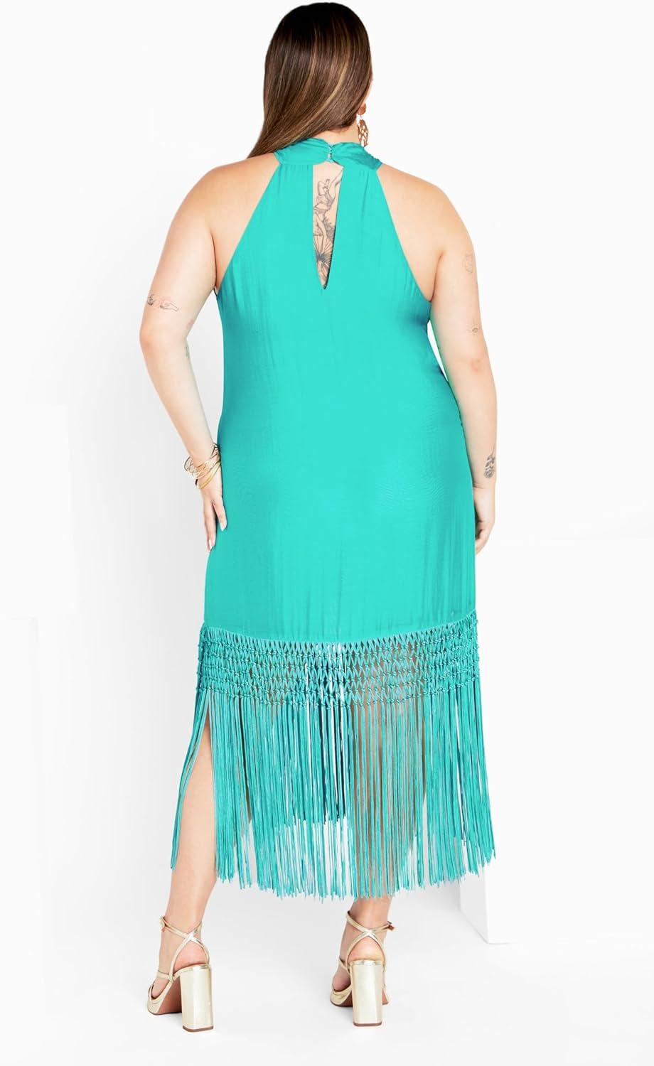 image:imageCity Chic Womens Plus Size Calypso Fringe DressLagoon