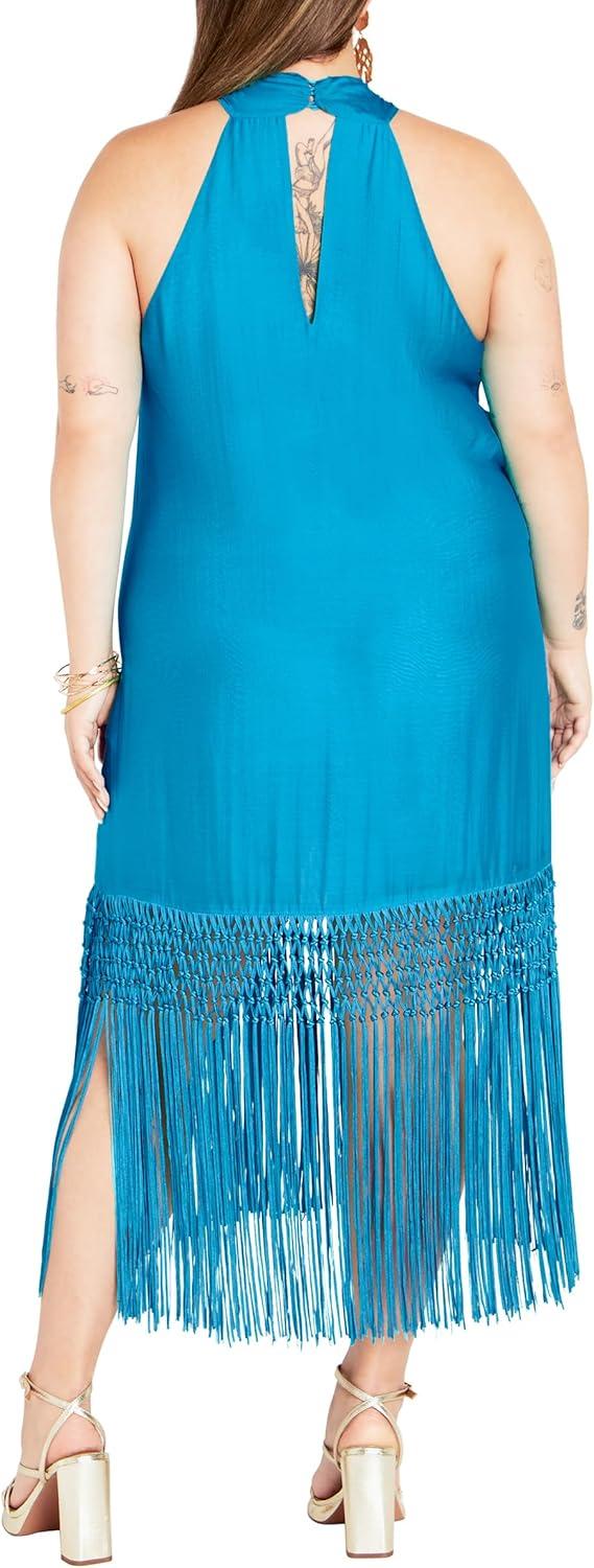 image:imageCity Chic Womens Plus Size Calypso Fringe DressLagoon