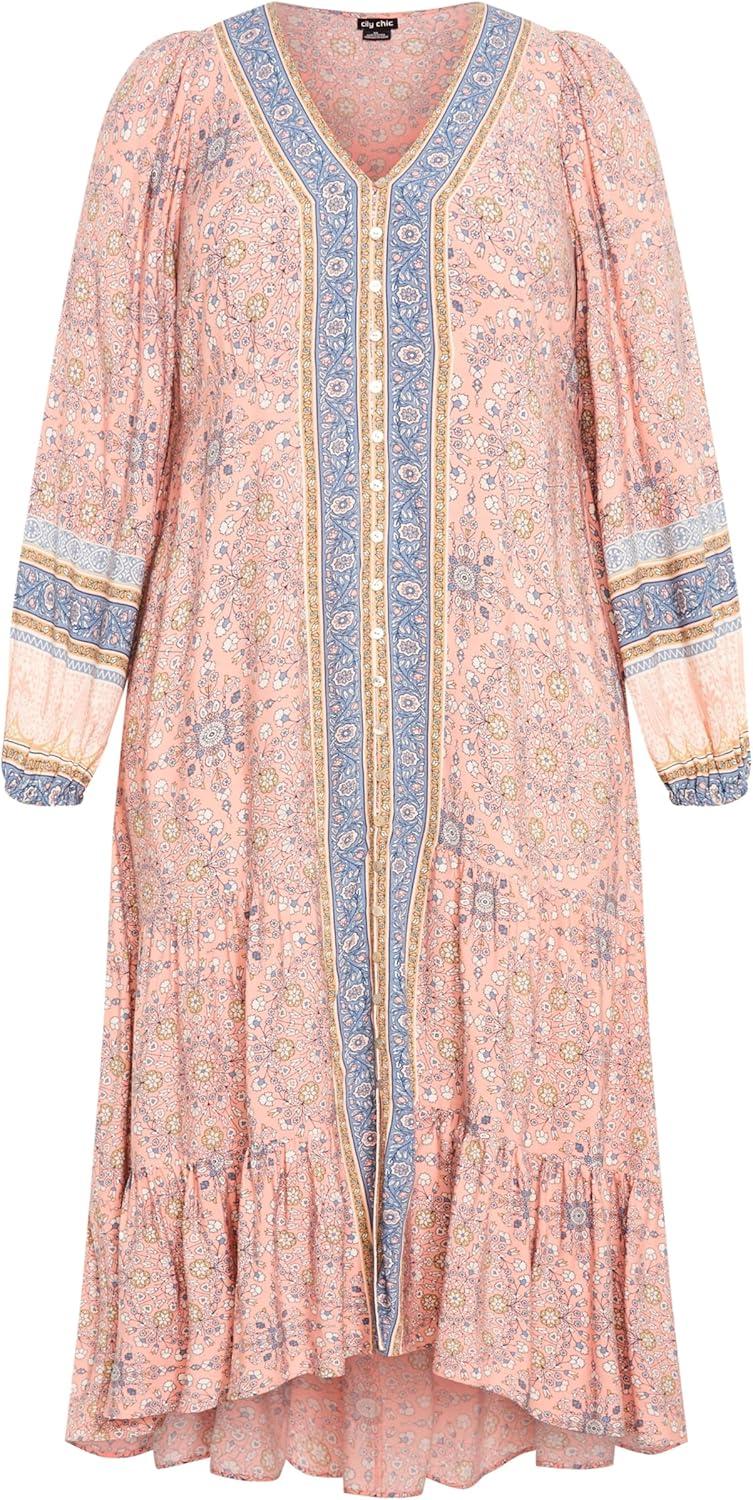 image:imageCity Chic Womens Plus Size Clover DressPeachy Border