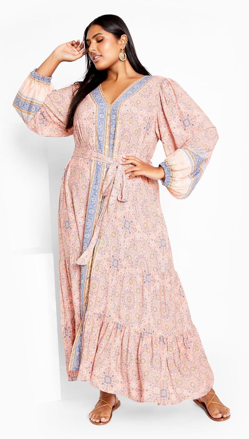 image:imageCity Chic Womens Plus Size Clover DressPeachy Border