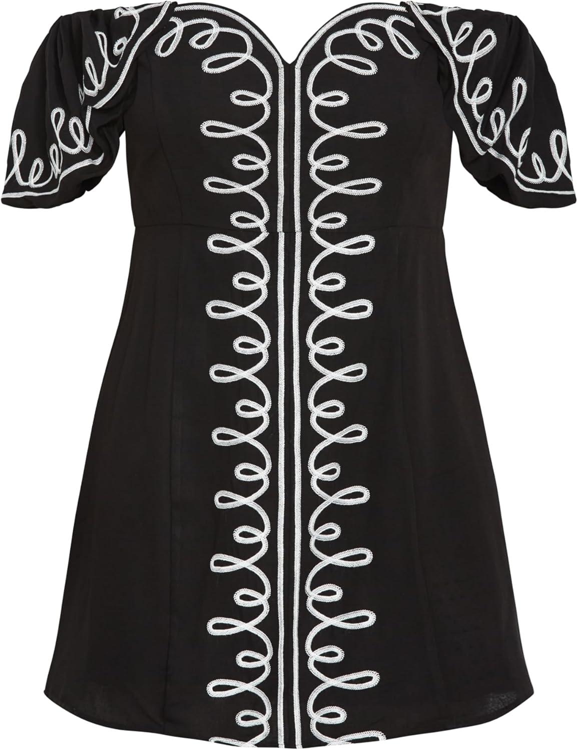 image:imageCity Chic Womens Plus Size Cocktail Dress Hana EmbroideredBlack