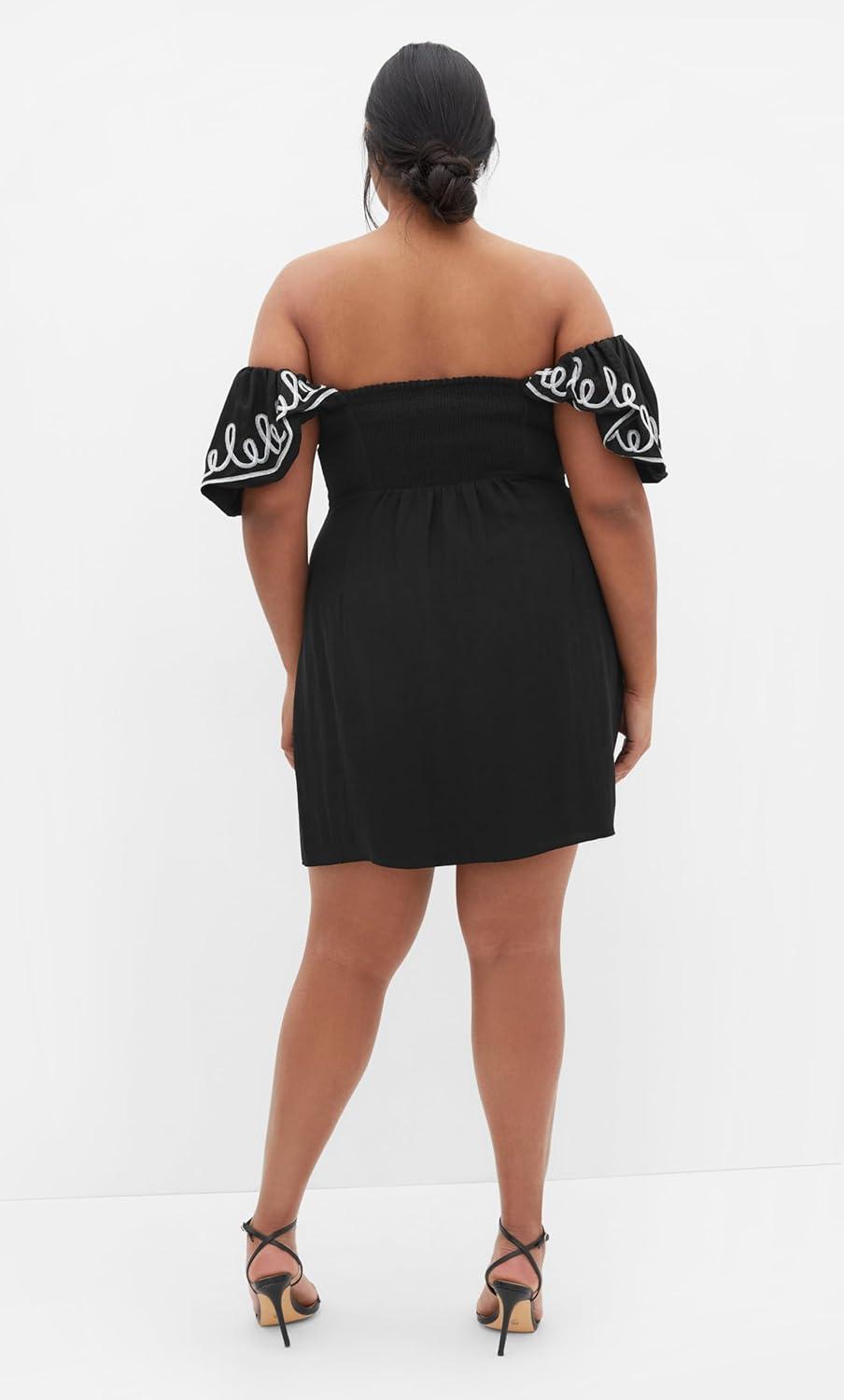 image:imageCity Chic Womens Plus Size Cocktail Dress Hana EmbroideredBlack
