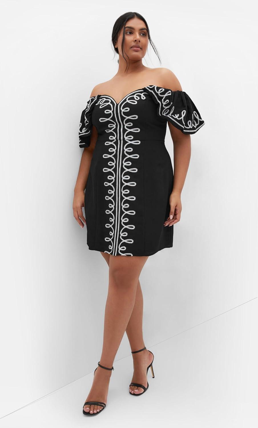 image:imageCity Chic Womens Plus Size Cocktail Dress Hana EmbroideredBlack