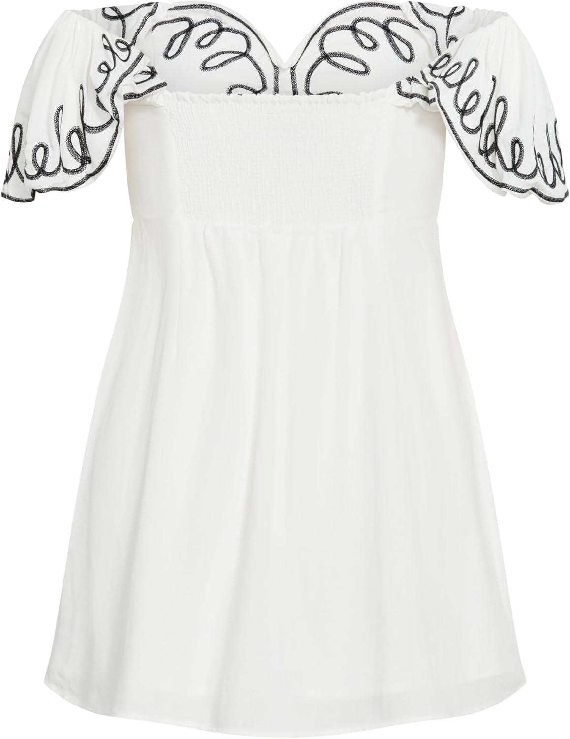 image:imageCity Chic Womens Plus Size Cocktail Dress Hana EmbroideredIvory