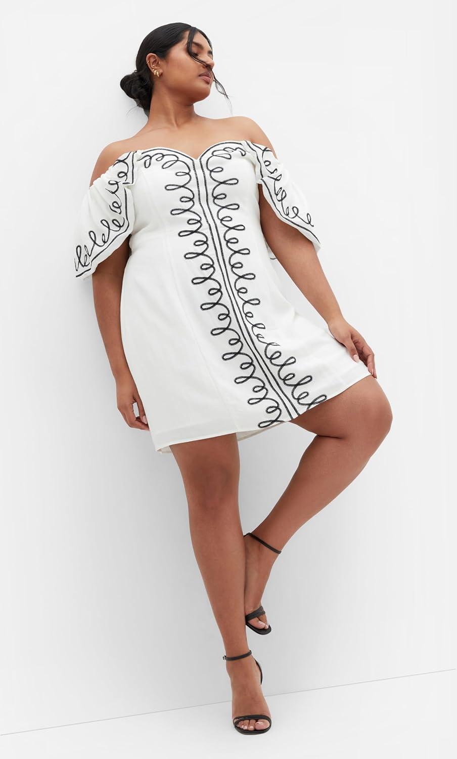 image:imageCity Chic Womens Plus Size Cocktail Dress Hana EmbroideredIvory