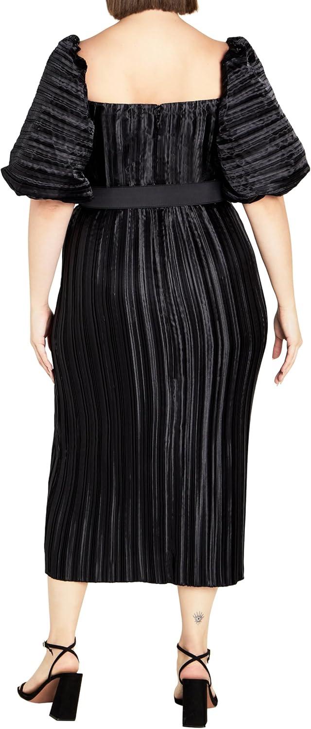 image:imageCity Chic Womens Plus Size Cocktail Dress Krista PleatBlack
