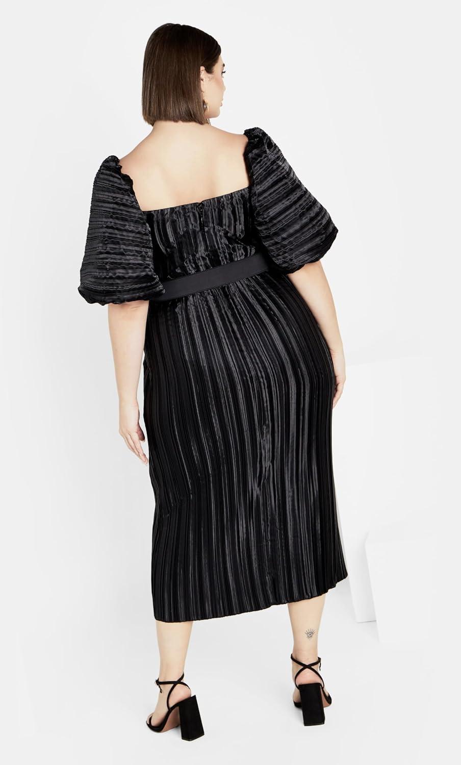 image:imageCity Chic Womens Plus Size Cocktail Dress Krista PleatBlack