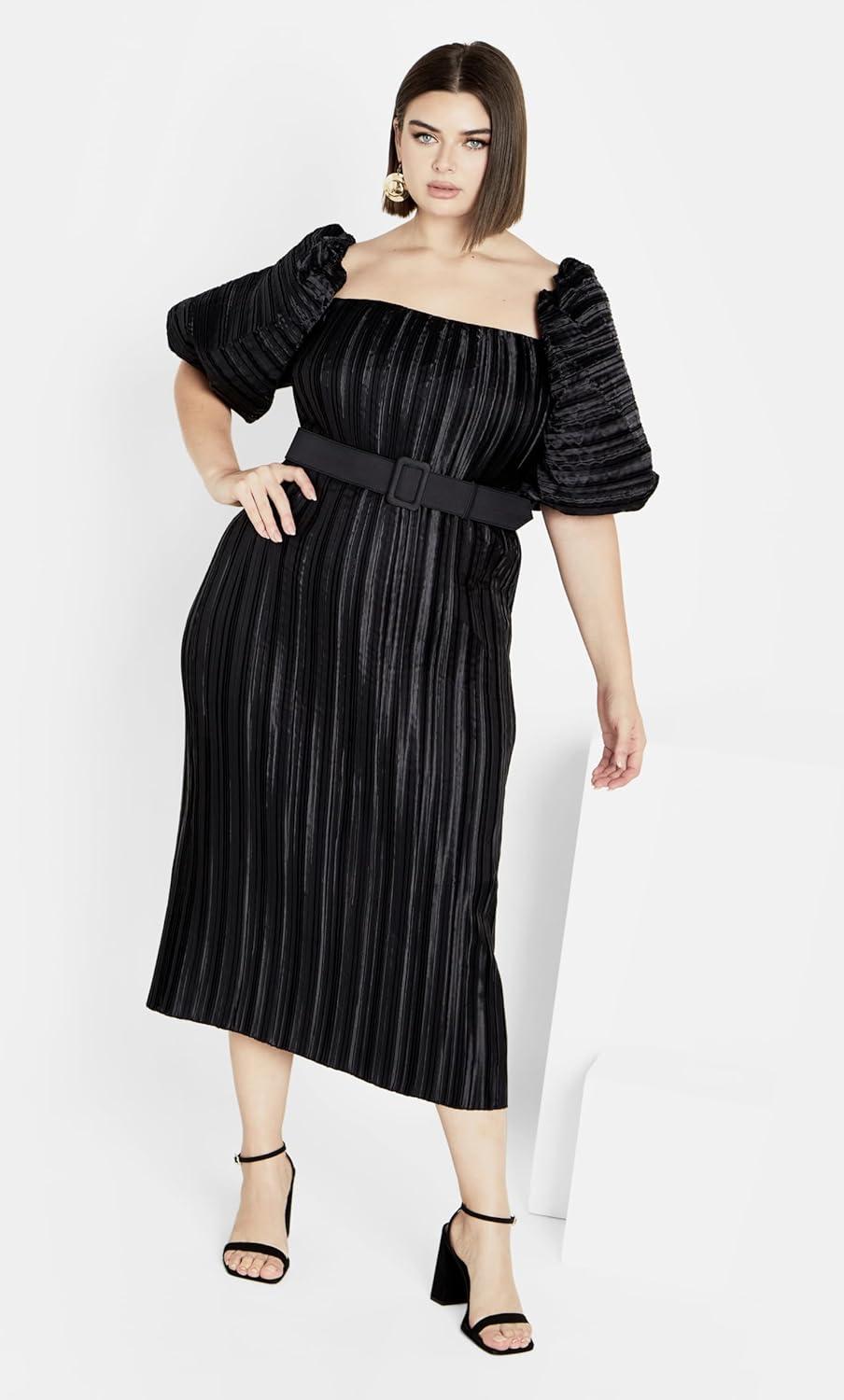 image:imageCity Chic Womens Plus Size Cocktail Dress Krista PleatBlack