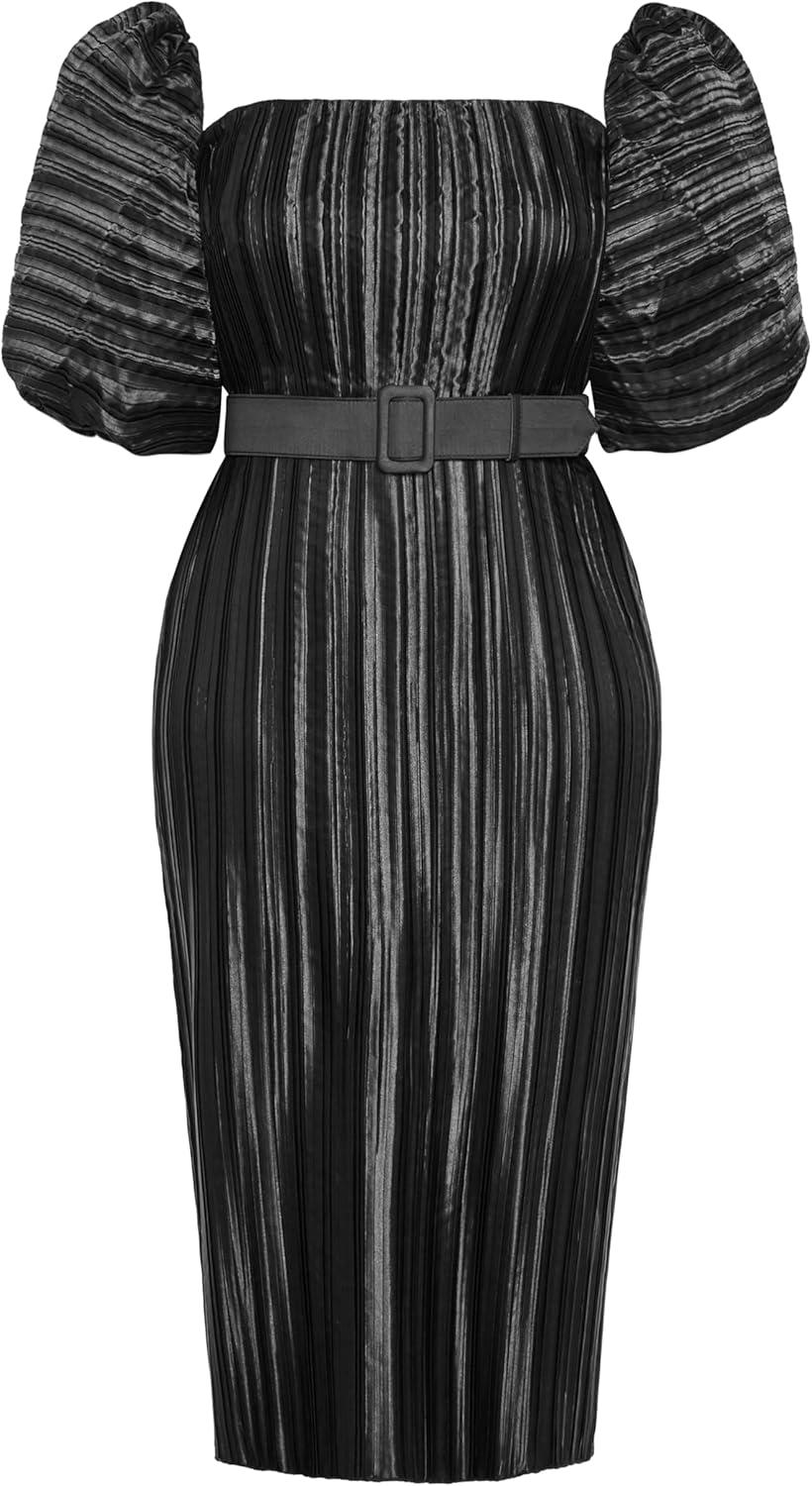 image:imageCity Chic Womens Plus Size Cocktail Dress Krista PleatBlack