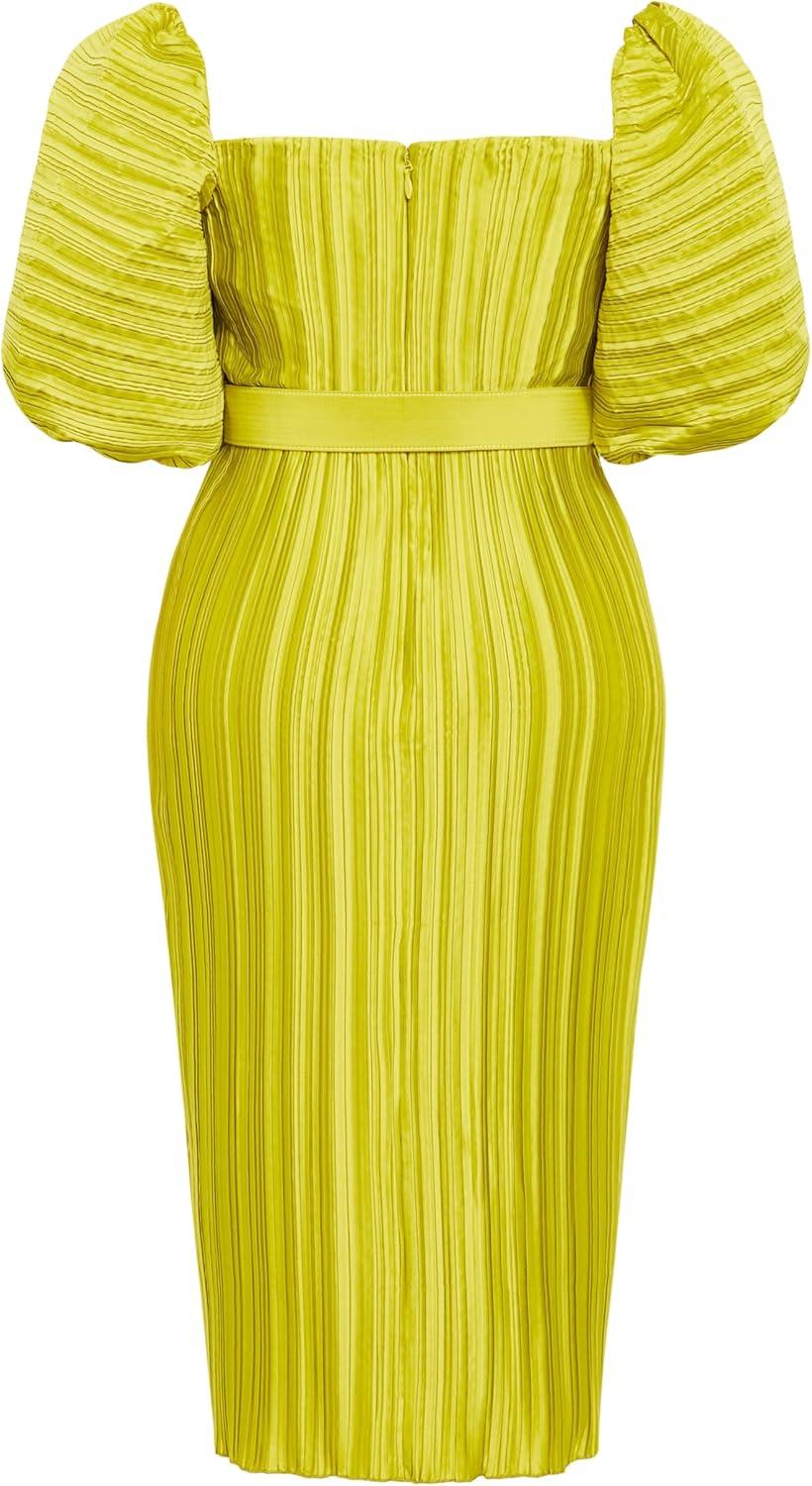 image:imageCity Chic Womens Plus Size Cocktail Dress Krista PleatChartreuse