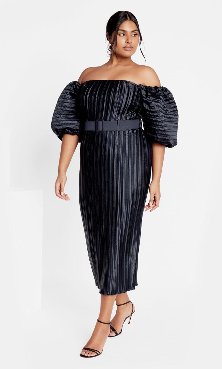 image:imageCity Chic Womens Plus Size Cocktail Dress Krista PleatMidnight