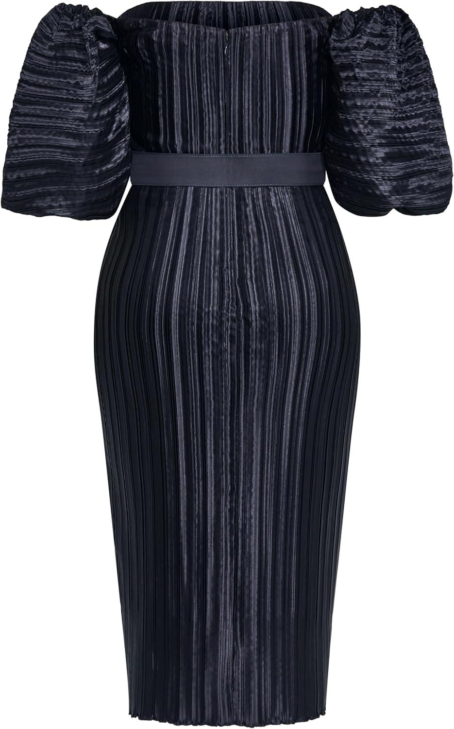 image:imageCity Chic Womens Plus Size Cocktail Dress Krista PleatMidnight
