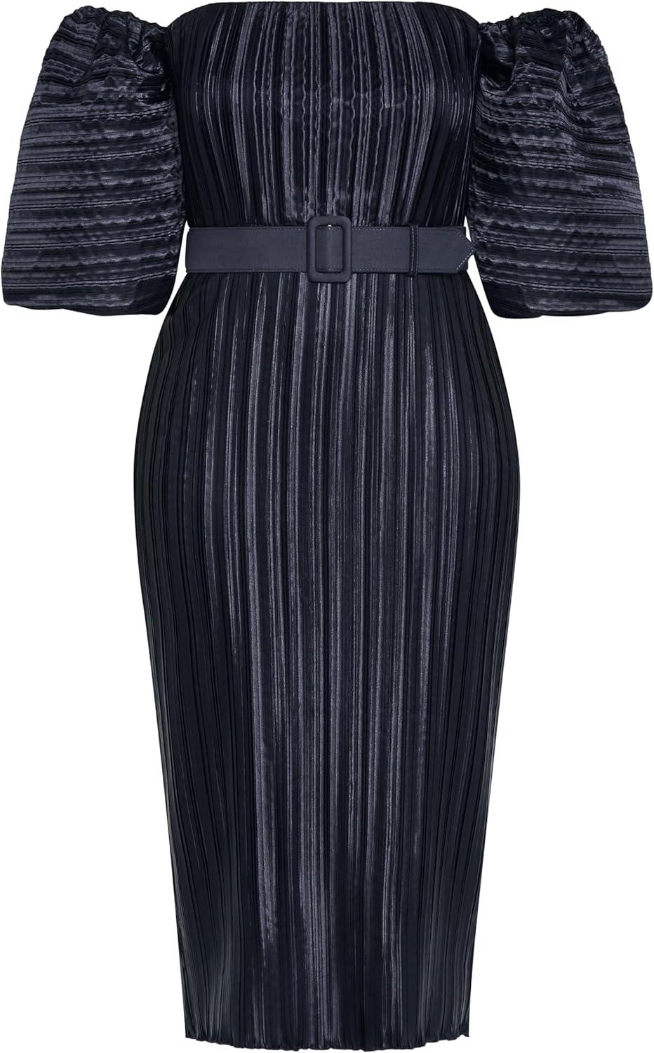 image:imageCity Chic Womens Plus Size Cocktail Dress Krista PleatMidnight