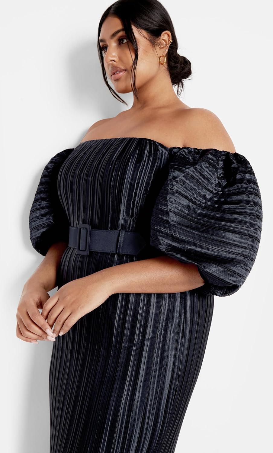 image:imageCity Chic Womens Plus Size Cocktail Dress Krista PleatMidnight