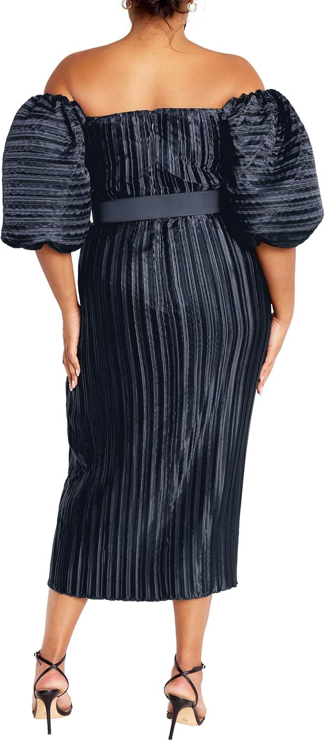 image:imageCity Chic Womens Plus Size Cocktail Dress Krista PleatMidnight