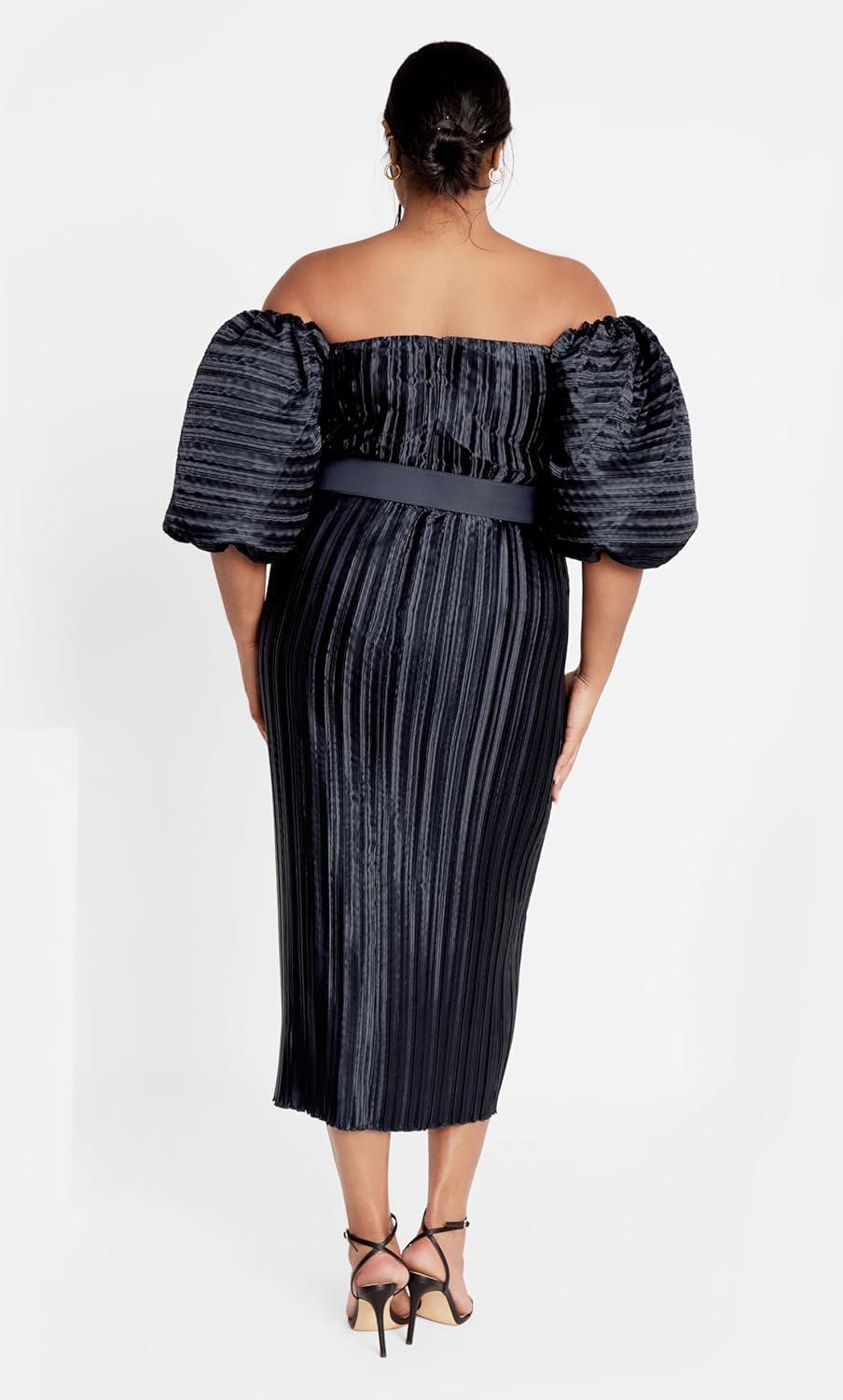 image:imageCity Chic Womens Plus Size Cocktail Dress Krista PleatMidnight
