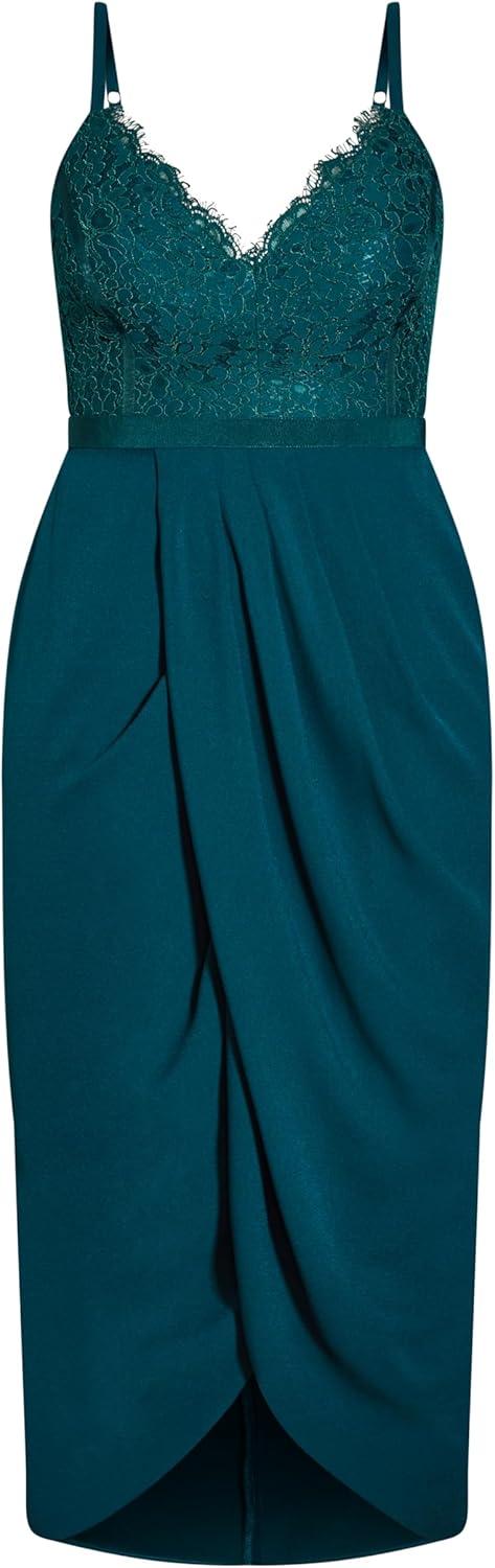 image:imageCity Chic Womens Plus Size Cocktail Dress Lace TouchEmerald