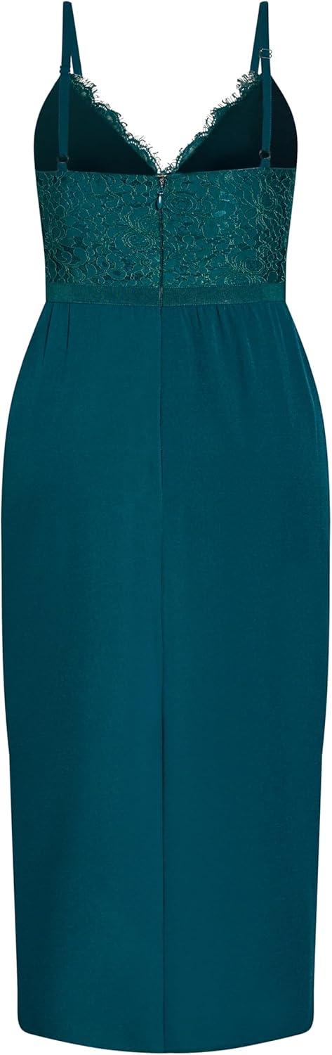 image:imageCity Chic Womens Plus Size Cocktail Dress Lace TouchEmerald