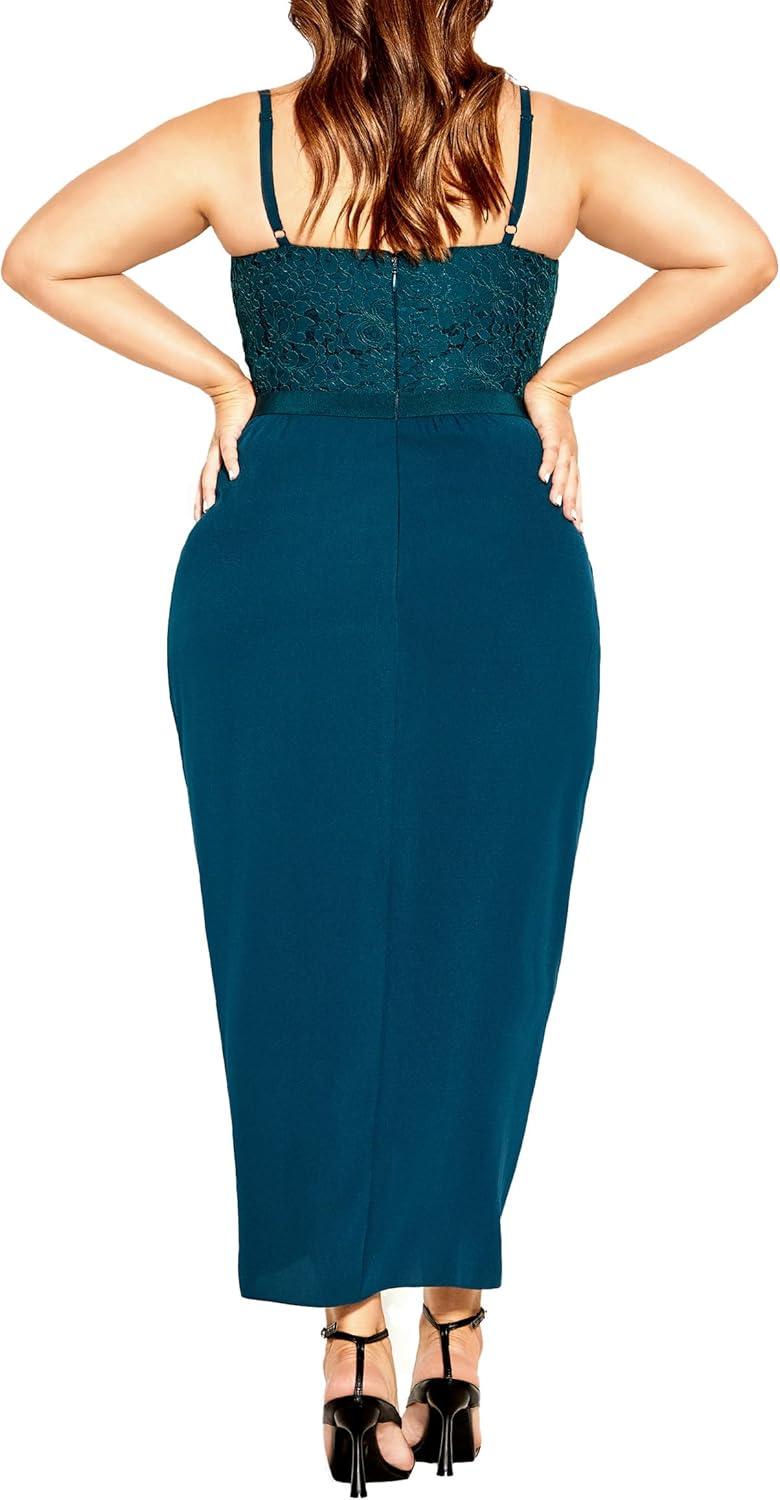 image:imageCity Chic Womens Plus Size Cocktail Dress Lace TouchEmerald