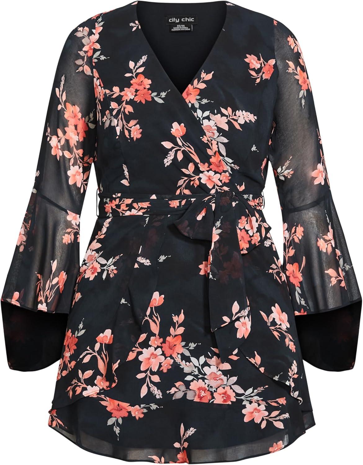 image:imageCity Chic Womens Plus Size Dress AliciaBlack Sweet Bloom