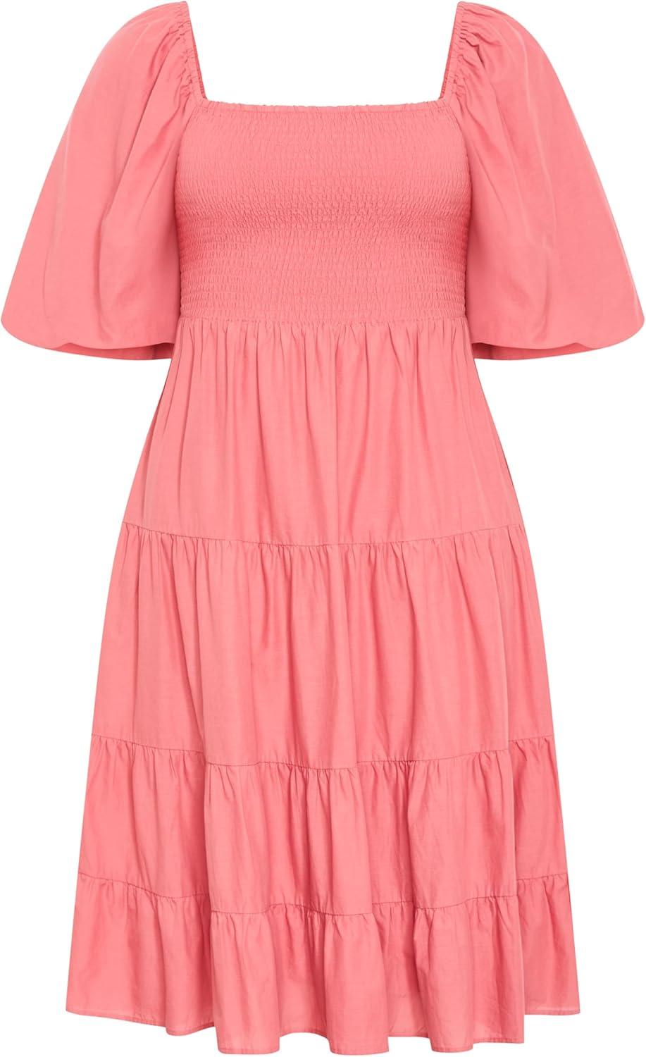 image:imageCity Chic Womens Plus Size Dress Ariella Puff Sleeve TierCinnamon