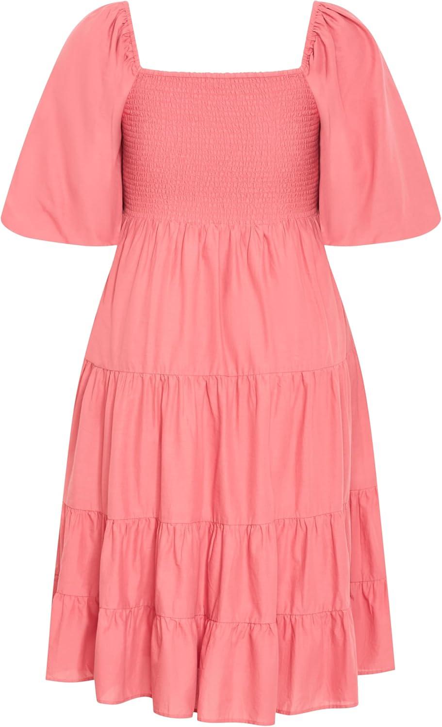image:imageCity Chic Womens Plus Size Dress Ariella Puff Sleeve TierCinnamon