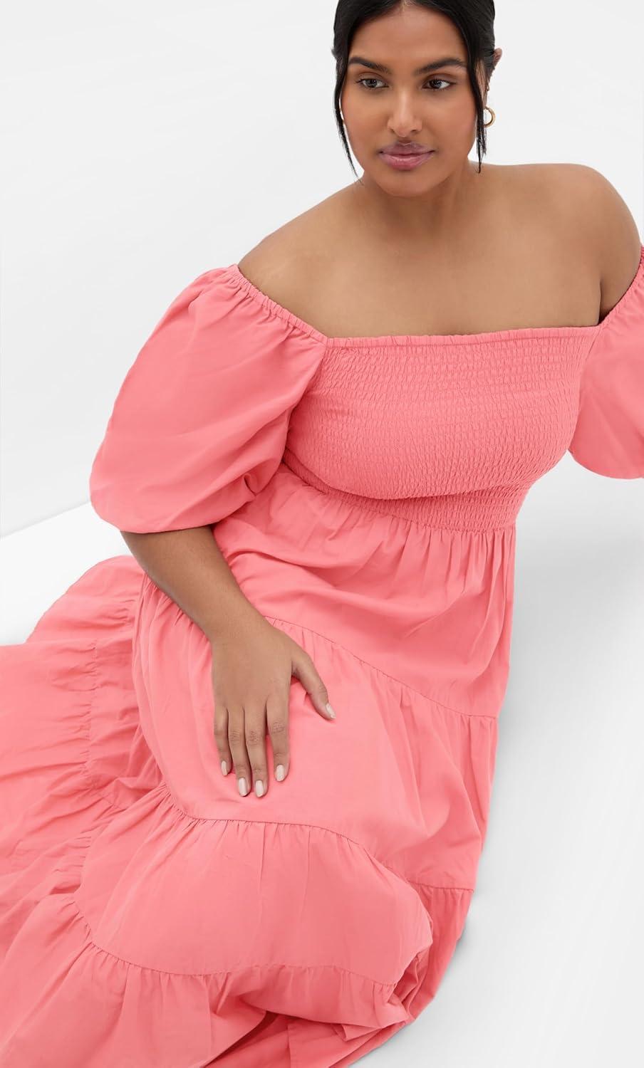 image:imageCity Chic Womens Plus Size Dress Ariella Puff Sleeve TierCinnamon