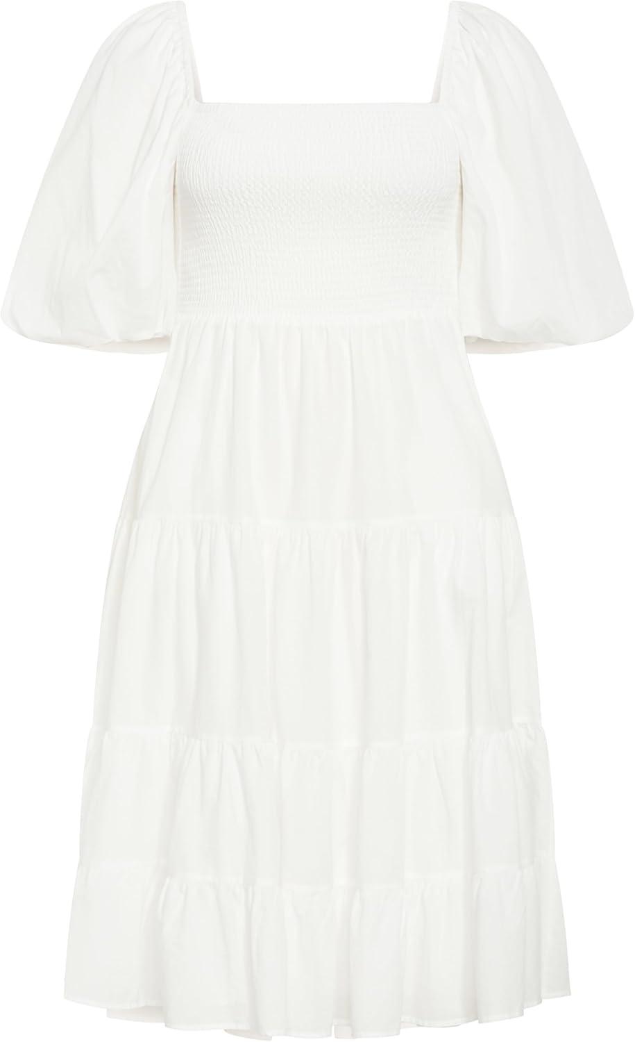 image:imageCity Chic Womens Plus Size Dress Ariella Puff Sleeve TierIvory