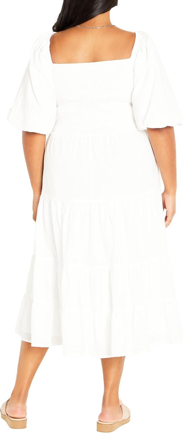 image:imageCity Chic Womens Plus Size Dress Ariella Puff Sleeve TierIvory