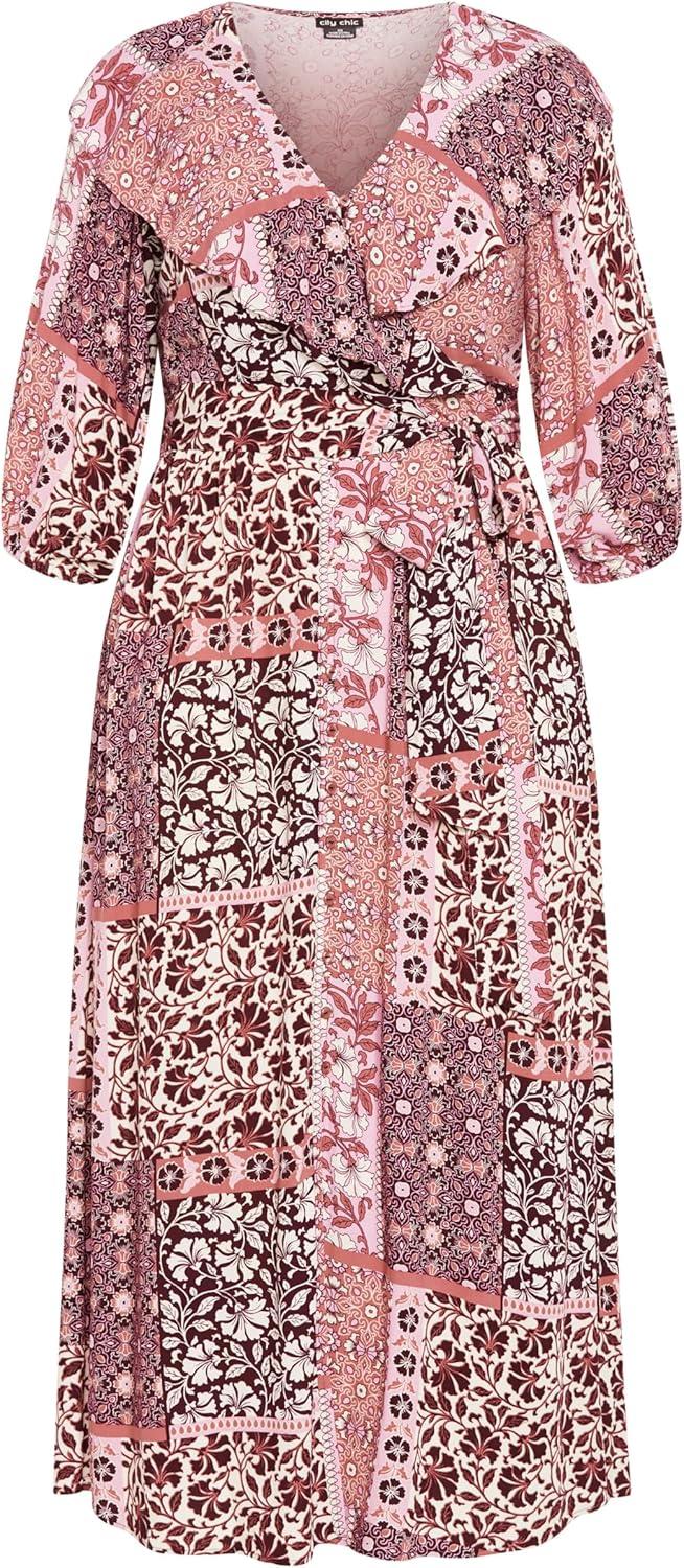 image:imageCity Chic Womens Plus Size Dress Dahlia MaxiAmethyst Patch