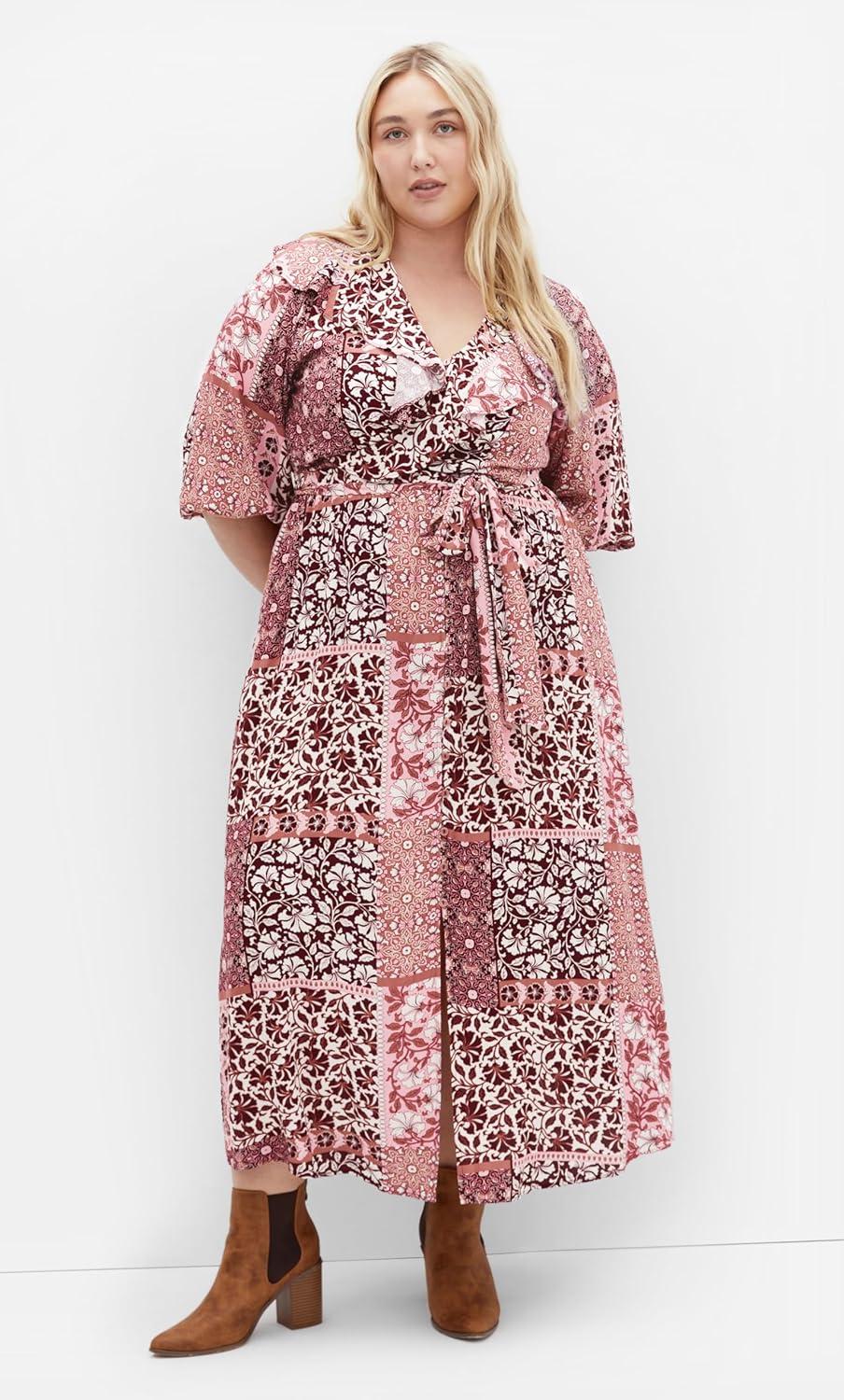 image:imageCity Chic Womens Plus Size Dress Dahlia MaxiAmethyst Patch