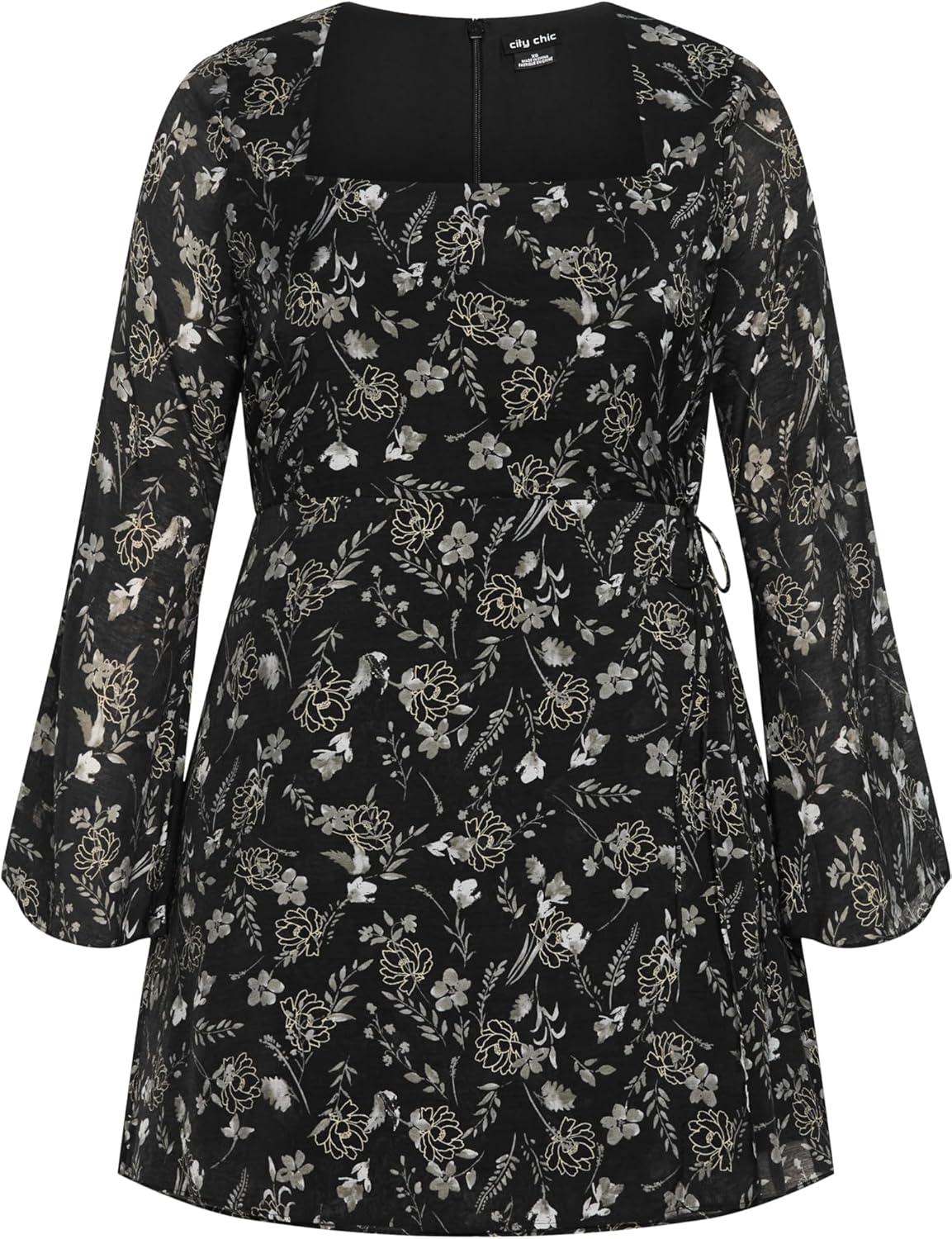 image:imageCity Chic Womens Plus Size Dress Emmie PrintRebel Love Black
