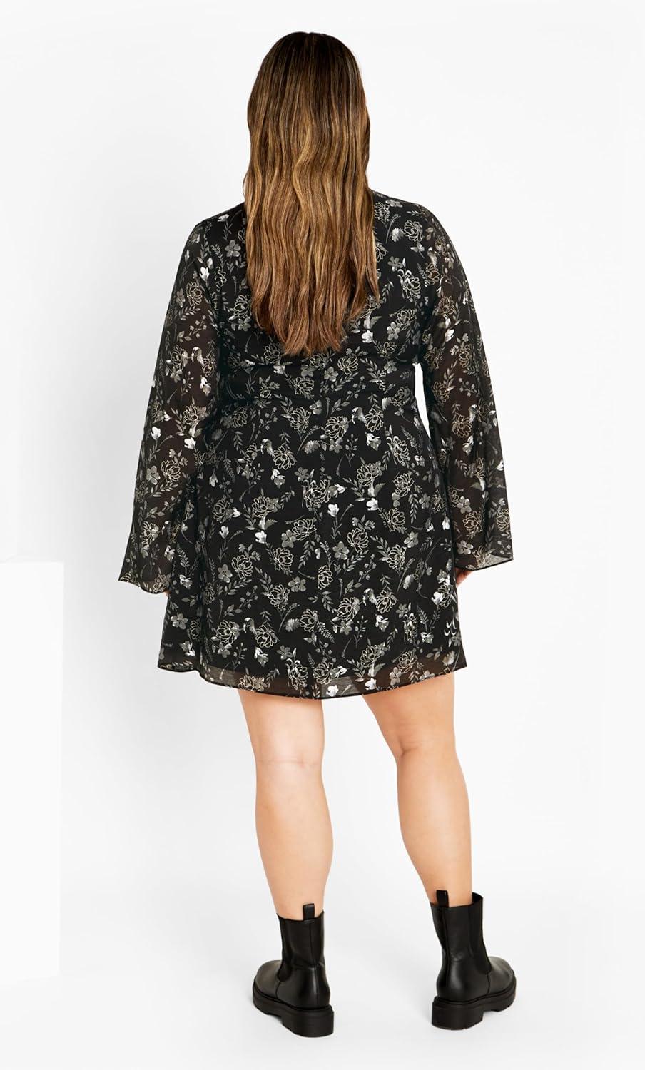 image:imageCity Chic Womens Plus Size Dress Emmie PrintRebel Love Black
